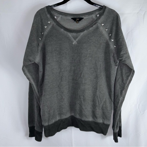 Jack Sweater Lightweight Long Sleeve Studded 80s style Pullover Crewneck Top - Picture 2 of 10